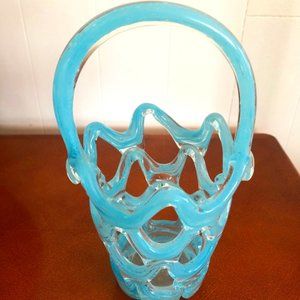 SKY Blue Glass Knetted Vase